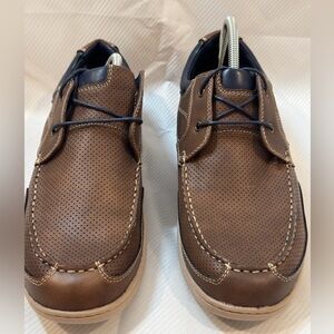 Izod Classic Brown Leather Boat Shoes loafers like new memory foam casual sz 11